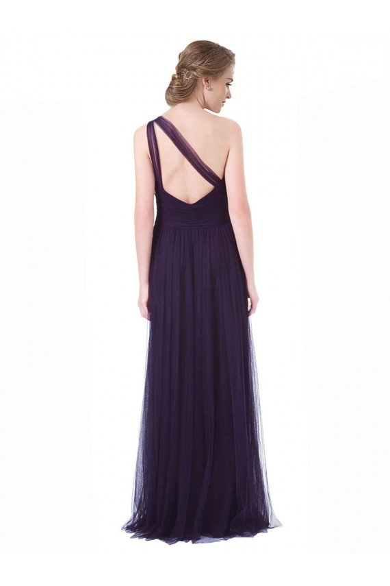 Shop One Shoulder Long Tulle Bridesmaid Gown with Sheer Netting Strap Sydney