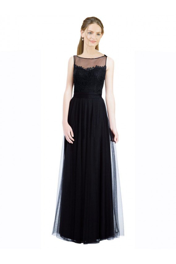 Shop Full Length Tulle Bridesmaid Dress with Lace Bodice and Soft Tulle Illusion Top Sydney