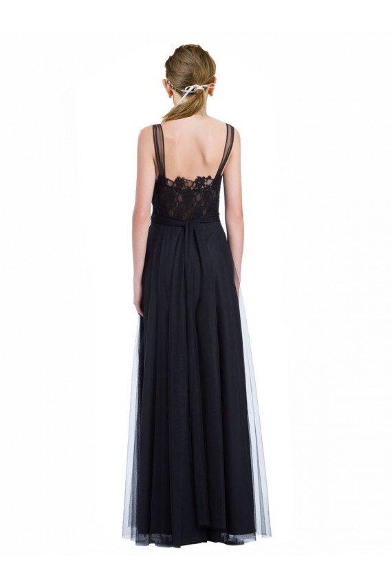 Shop Full Length Tulle Bridesmaid Dress with Lace Bodice and Soft Tulle Illusion Top Sydney