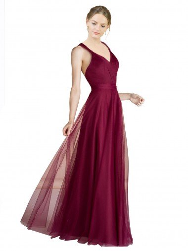 Shop Long Sweetheart Tulle Bridesmaid Dress with Straps and Criss Cross Back Sydney