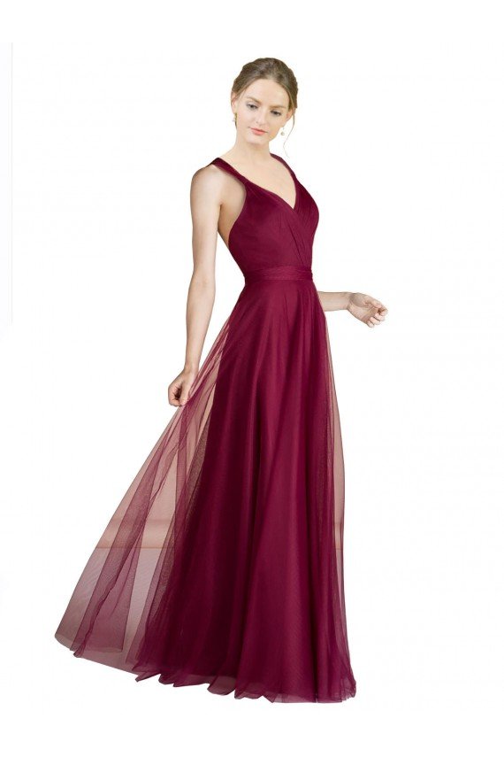 Shop Long Sweetheart Tulle Bridesmaid Dress with Straps and Criss Cross Back Sydney