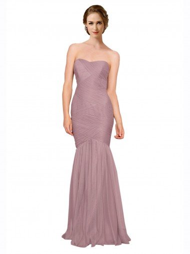 Shop Mermaid Strapless Tulle Bridesmaid Dress with All Over Pleats Sydney