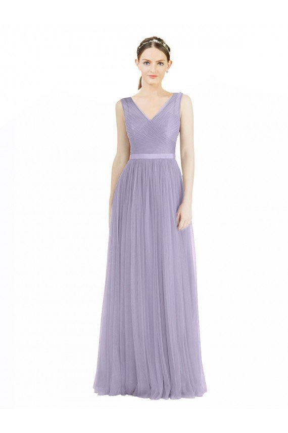 Shop Wide Straps V-Neck Long Tulle Bridesmaids with Belt Sydney