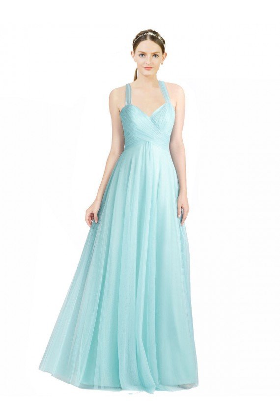 Shop Ruched Sweetheart Neckline A-Line Tulle Bridesmaid Dress with Tie Open Back Sydney