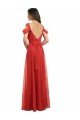 Shop Cold Shoulder Pleated Wrap Tulle Bridesmaid Dress with Low V-Back Sydney