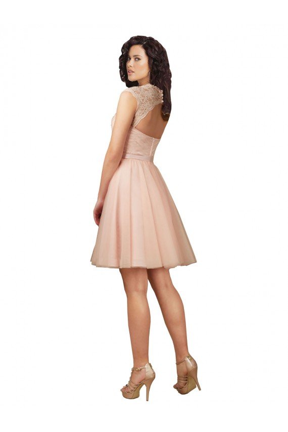 Shop Lace and Tulle Bridesmaid Dress with Cap Sleeves and Keyhole Back Sydney