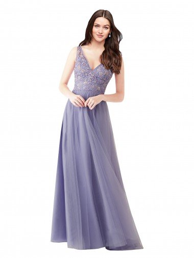 Shop Sweetheart Tulle Bridesmaid Dress with Fully Embroidered V-Neck Bodice Sydney