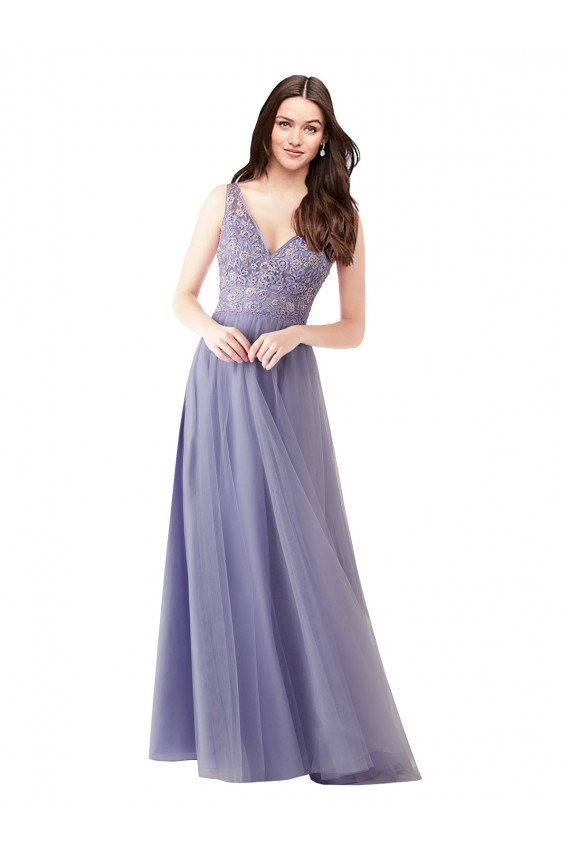 Shop Sweetheart Tulle Bridesmaid Dress with Fully Embroidered V-Neck Bodice Sydney
