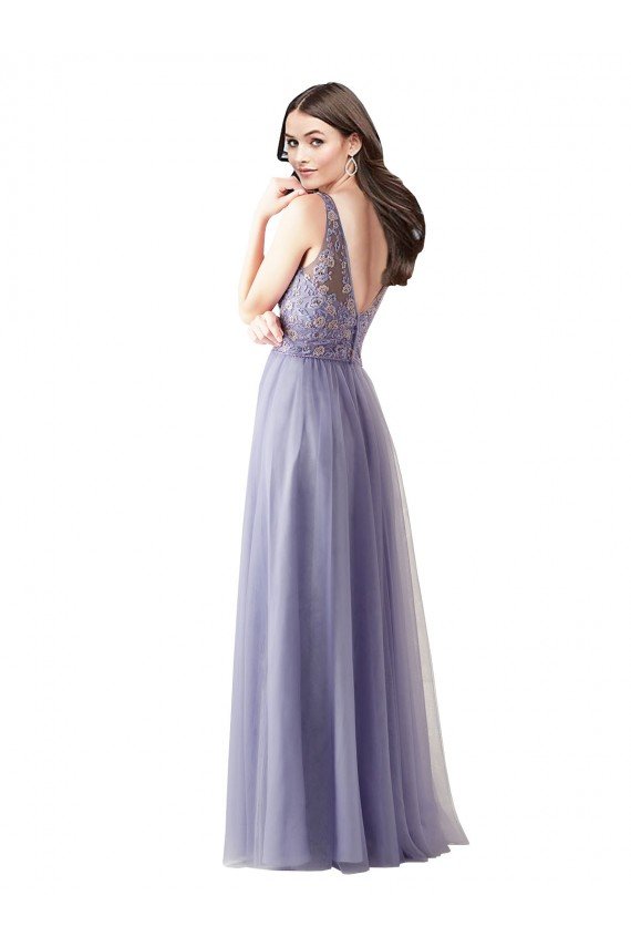 Shop Sweetheart Tulle Bridesmaid Dress with Fully Embroidered V-Neck Bodice Sydney