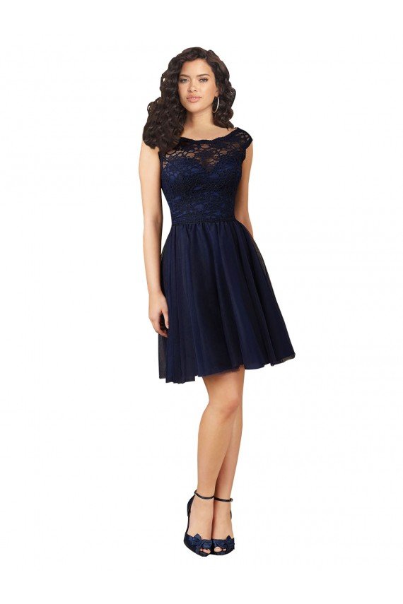Shop Short Bateau Neck Tulle Cocktail Bridesmaid Dress with Lace Bodice Sydney