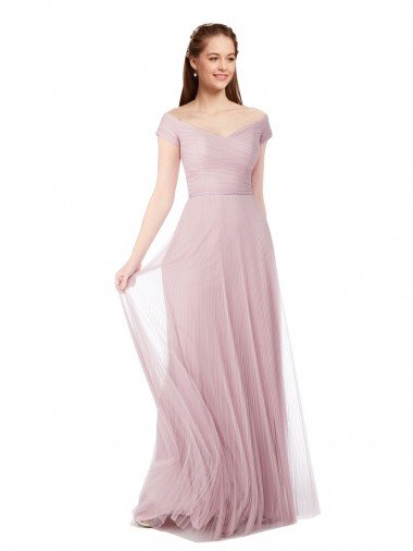 Off the Shoulder Long A-Line Tulle Bridesmaid Dress Sydney