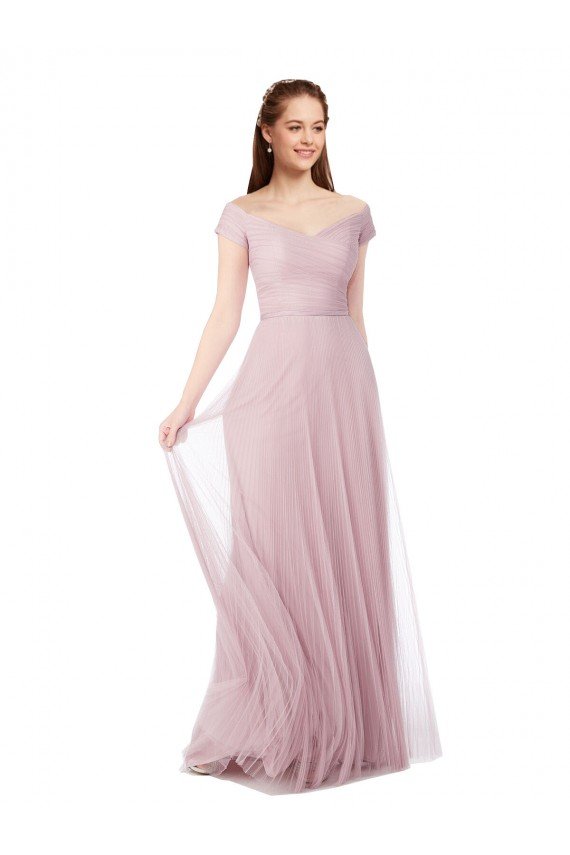 Off the Shoulder Long A-Line Tulle Bridesmaid Dress Sydney