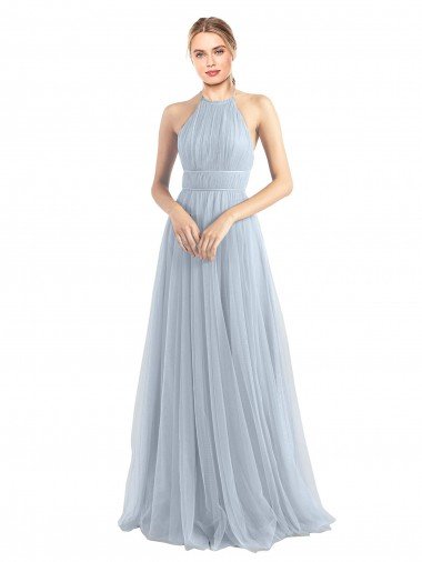 Shop Halter Neckline Slim A-Line Tulle Bridesmaid Dress Sydney