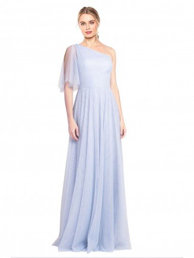 Shop Flutter Sleeves One Shoulder Long Tulle Bridesmaid Dress Sydney
