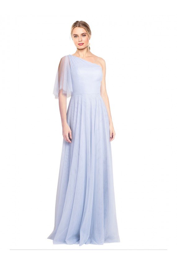 Flutter Sleeves One Shoulder Long Tulle Bridesmaid Dress Sydney