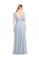 Floor Length Flutter Sleeves Long Tulle Bridesmaid Dress with Side Slit Sydney