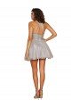 Shop Halter Neckline Criss Cross Back Short Cocktail Dress with Beaded Lace Bodice Sydney