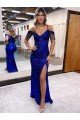 Shop Cold Shoulder Sleeveless Long Floor Length Velvet Sequin Prom Dress with Slit Sydney