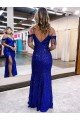Shop Cold Shoulder Sleeveless Long Floor Length Velvet Sequin Prom Dress with Slit Sydney