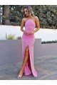 Shop Halter Sleeveless Long Floor Length Velvet Sequin Prom Dress with Slit Sydney