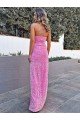 Shop Halter Sleeveless Long Floor Length Velvet Sequin Prom Dress with Slit Sydney