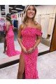 Shop One Shoulder Sleeveless Long Sweep Train Velvet Sequin Prom Dress with Side Slit Sydney
