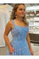 Shop A-Line Scoop Sleeveless Long Court Train Velvet Sequin Prom Dress Sydney