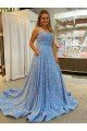 Shop A-Line Scoop Sleeveless Long Court Train Velvet Sequin Prom Dress Sydney