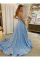 Shop A-Line Scoop Sleeveless Long Court Train Velvet Sequin Prom Dress Sydney