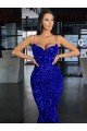 Shop Mermaid Spaghetti Straps Sleeveless Long Sweep Train Velvet Sequin Prom Dress Sydney