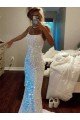 Shop Long Spaghetti Straps Sleeveless Sweep Train Velvet Sequin Prom Dress Sydney