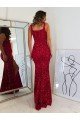Shop Square Neck Sleeveless Long Velvet Sequin Prom Dress with Slit Sydney