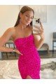 Strapless Sleeveless Long Sweep Train Velvet Sequin Prom Dress with Side Slit Sydney