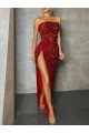 Shop Strapless Sleeveless Long Floor Length Velvet Sequin Prom Dress High Side Slit Sydney