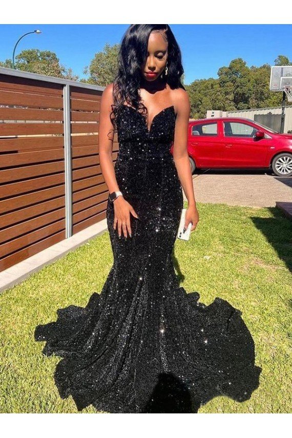 Shop Mermaid Sweetheart Sleeveless Long Floor Length Velvet Sequin Prom Dress Sydney