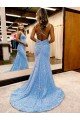 Shop Criss Cross Open Back V-Neck Sleeveless Long Velvet Sequin Prom Dress Sydney