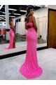 Shop Long V-Neck Sleeveless Sweep Train Velvet Sequin Prom Dress with High Slit Sydney