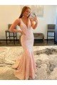 Shop Deep V-Neck Sleeveless Long Low Back Velvet Sequin Prom Dress Sydney