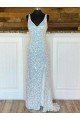 Shop V-Neck Sleeveless Long Sweep Train Velvet Sequin Prom Dress Sydney