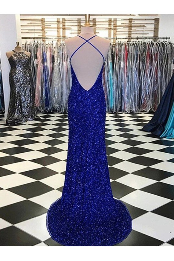 V-Neck Sleeveless Long Velvet Sequin Prom Dress Sydney