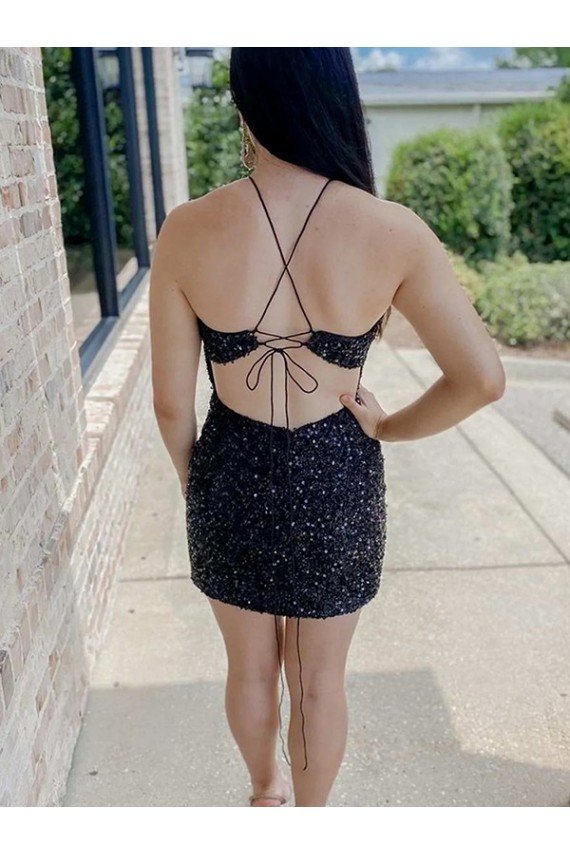 Shop Halter Sleeveless Short Velvet Sequin Homecoming Dress / Prom Dress Sydney
