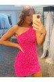 Shop Short One Shoulder Sleeveless Velvet Sequin Homecoming Dress / Prom Dress Sydney