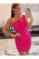 Shop Velvet Sequin One Shoulder Sleeveless Short Homecoming Dress / Prom Dress Sydney