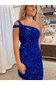 Shop Velvet Sequin One Shoulder Sleeveless Short Homecoming Dress / Prom Dress Sydney
