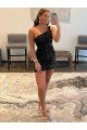 Shop One Shoulder Sleeveless Short Velvet Sequin Homecoming Dress / Prom Dress Sydney