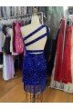 Shop One Shoulder Keyhole Sleeveless Short Velvet Sequin Homecoming Dress / Prom Dress Sydney