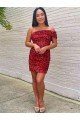 Shop Short One Shoulder Sleeveless Velvet Sequin Cocktail Homecoming Dress / Prom Dress Sydney
