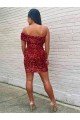 Shop Short One Shoulder Sleeveless Velvet Sequin Cocktail Homecoming Dress / Prom Dress Sydney