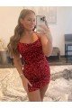 Shop Spaghetti Straps Criss Cross Back Sleeveless Short Velvet Sequin Homecoming Dress / Prom Dress Sydney