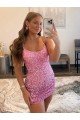 Shop Spaghetti Straps Sleeveless Short Velvet Sequin Homecoming Dress / Prom Dress Sydney